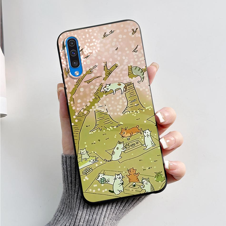 For Samsung A50 A50S A30S Case Cartoon Soft Liquid Silicone Full Protection Phone Back Cover For Galaxy A 50 50S 30S Funda Shell