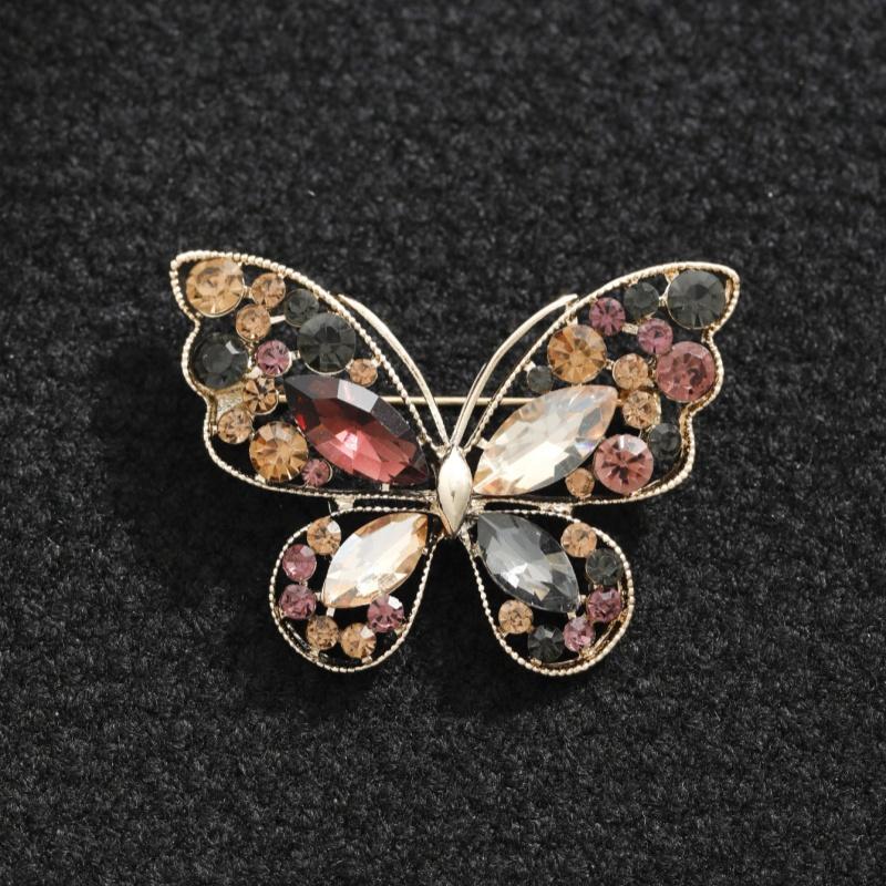 Trendy Hollowed-Out Rhinestone Butterfly Brooch For Women Insects Pins Badges Office Party Backpack Gifts Jewelry Accessories