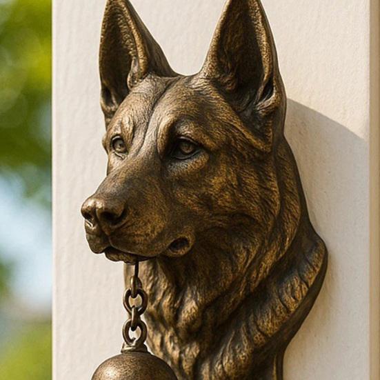 German Shepherd Welcome Bell Wall-Mounted Screaming Ghost Door Bell Retro Dog Door Bell with Welcome Sign for Front Porch Garden Door