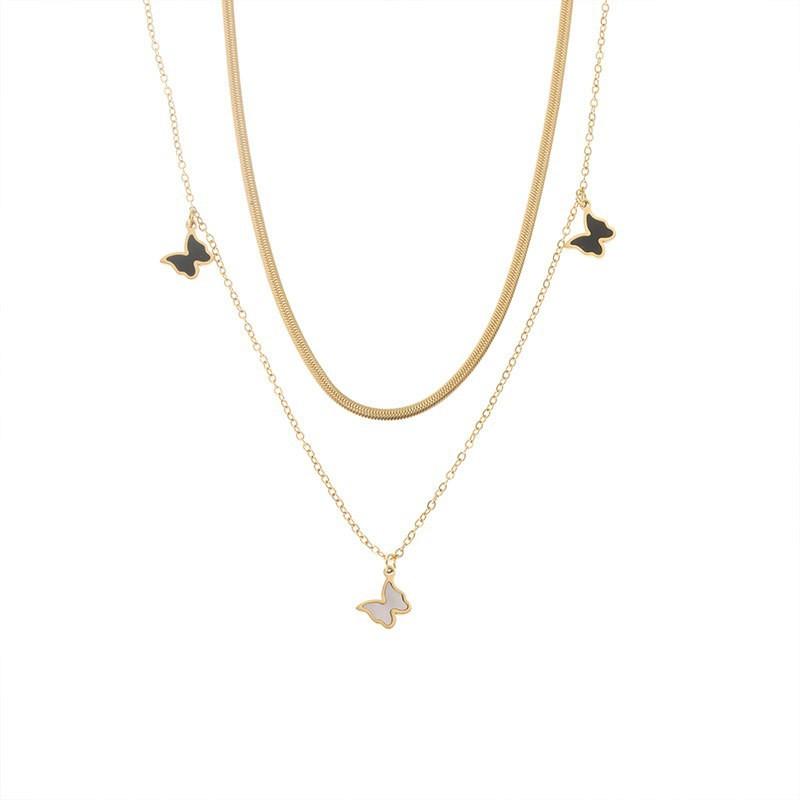 Neue Schmetterling Titan Stahl Halskette Damen Set Nische einfache Wind Schlüsselbeinkette