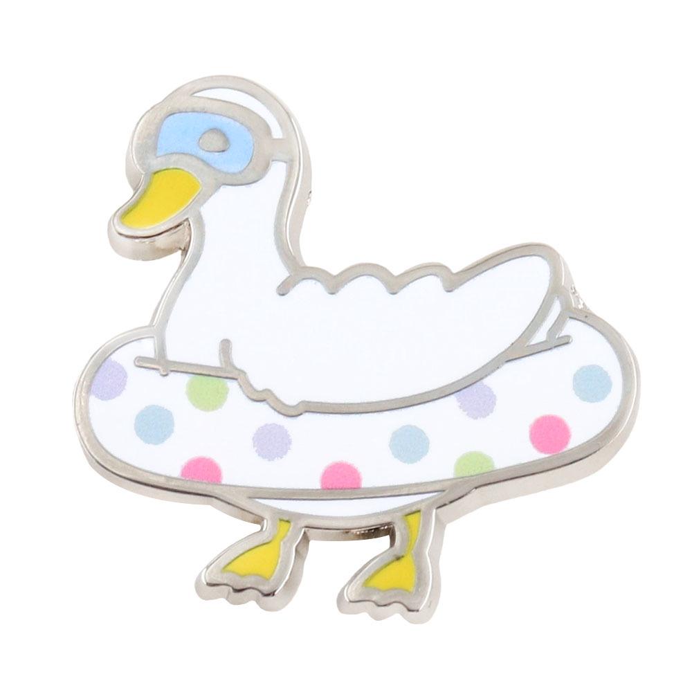 Funny Duck Swimming Enamel Pin: Humorous Gift for Friends, Classmates, Teachers, and Family белый