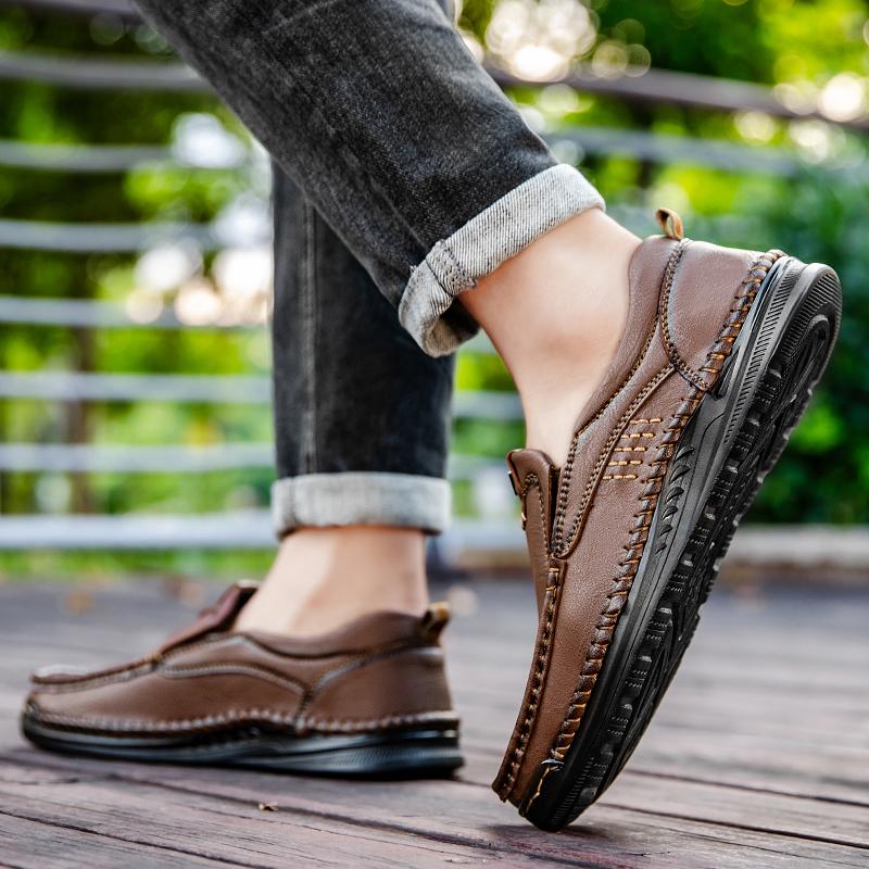 38-47 Outdoor Leather Shoes Mens Car Driving Shoes Leather Large Size Ankle Boots Casual Shoes