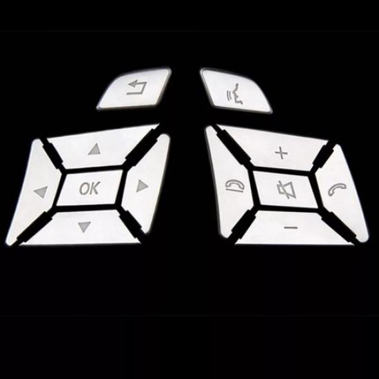 Silver Steering Wheel Switch Button Cover Trim For Mercedes W204 W212 C200 E260