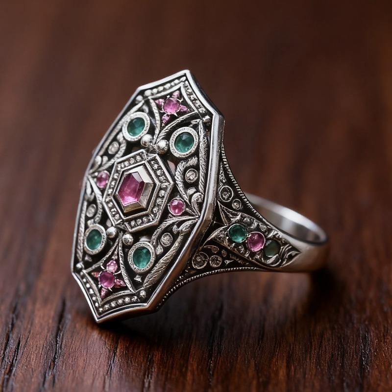 2026 New Environmentally Friendly Ring Retro Luxury Full Diamond Women's Jewelry European and American Jewelry
