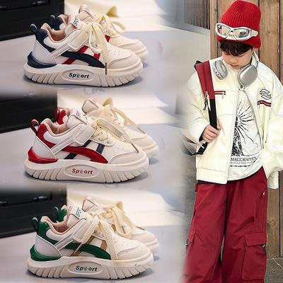Children's Back-to-school College-style Girls' sneakers2026Autumn Boys' Casual Shoes for Young Children, Leather Running Shoes
