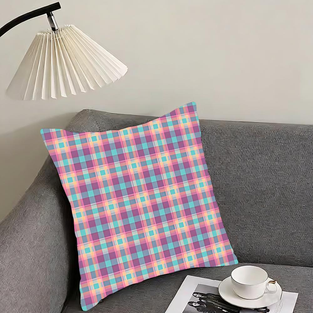 Plaid Luxury Cushion Cover Pillowcase Ultra Soft Skin Friendly Fabric Cloud Like Comfort  Concealed Zipper