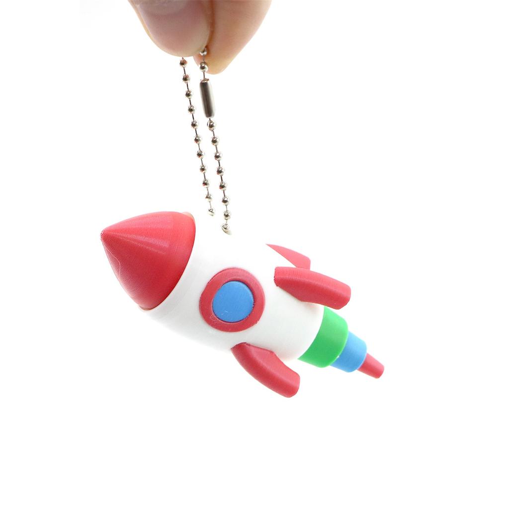 3D Printed Rocket Shaped Keychain Stress Relief Toy Durable Soft Material Portable Key Ring Fidget Toy for Anxiety and Focus