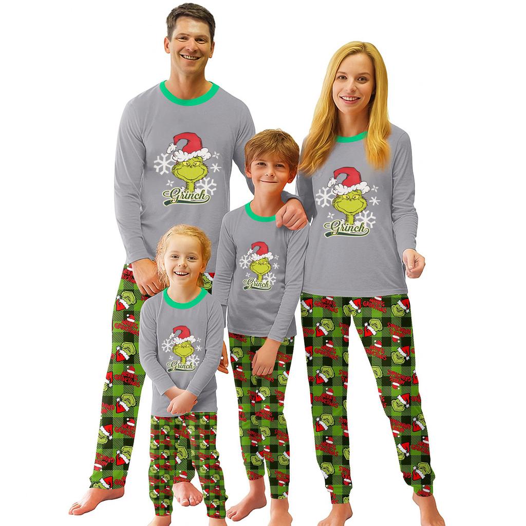 Weihnachtstag Drucke Familie Passend Langarm Tops+Hosen Set Familie Passende Sets