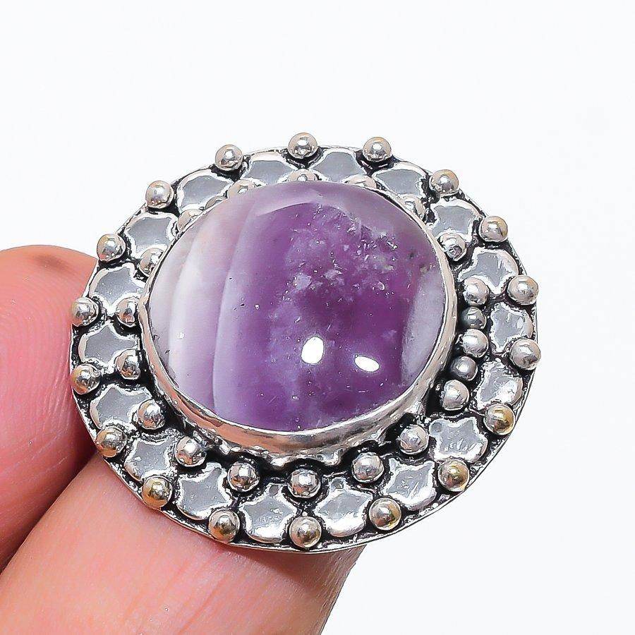 Sage Amethyst Gemstone 925 Sterling Silver Jewelry Ring Size 7
