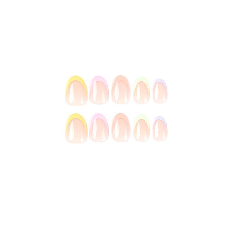 Nail Sticker Summer Multi-color French Fresh Rainbow Wearable Nail Piece False Nails