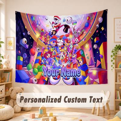 Custom Name Text Tapestry,The Amazing Digital Circus Boho Wall Hanging, Decorative Backdrop Tapestry For Room