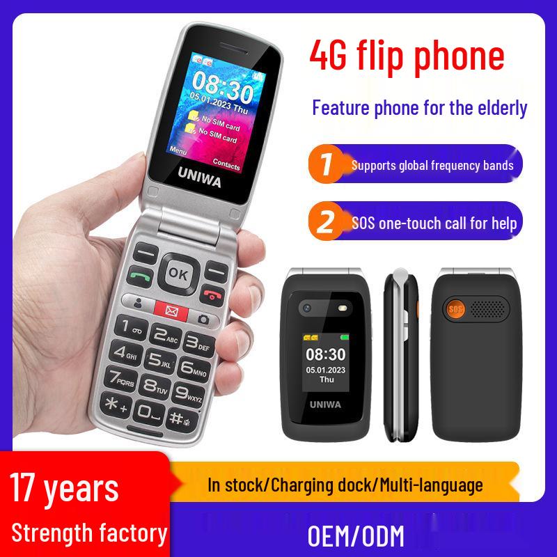 4G Dual SIM Flip Phone for Seniors with Global Bands