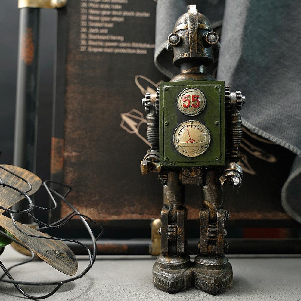 Mechanical Punk Bots Statue, Robot Sculpture, Retro Home Decor, Resin Crafts, Office, Desktop, Bookcase Ornament, Gothic Gear