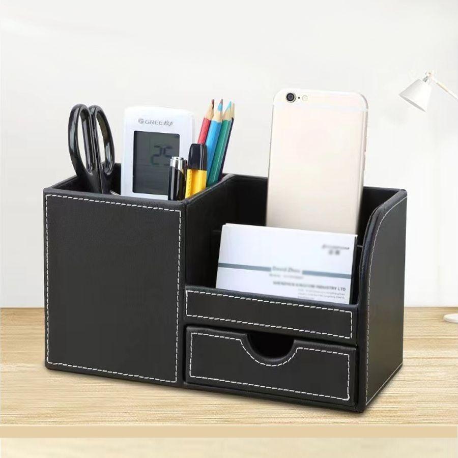 Fashion Creativity Multi-function Pencil Holder Household Office Kitchen Bedroom Desktop Leather Drawer Storage Box