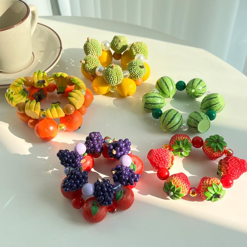 Braccialetto con Perline in Resina Design Frutta e Verdura Simulati Gioielli alla Moda Dopamina Bohemien per Ragazze Adolescenti Regalo