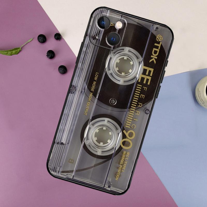 Retro Cassette Tape Soft Phone Case For iPhone 16 15 14 13 12 11 Pro MAX XS X XR 7 8 Plus 13 12 Mini Back Cover