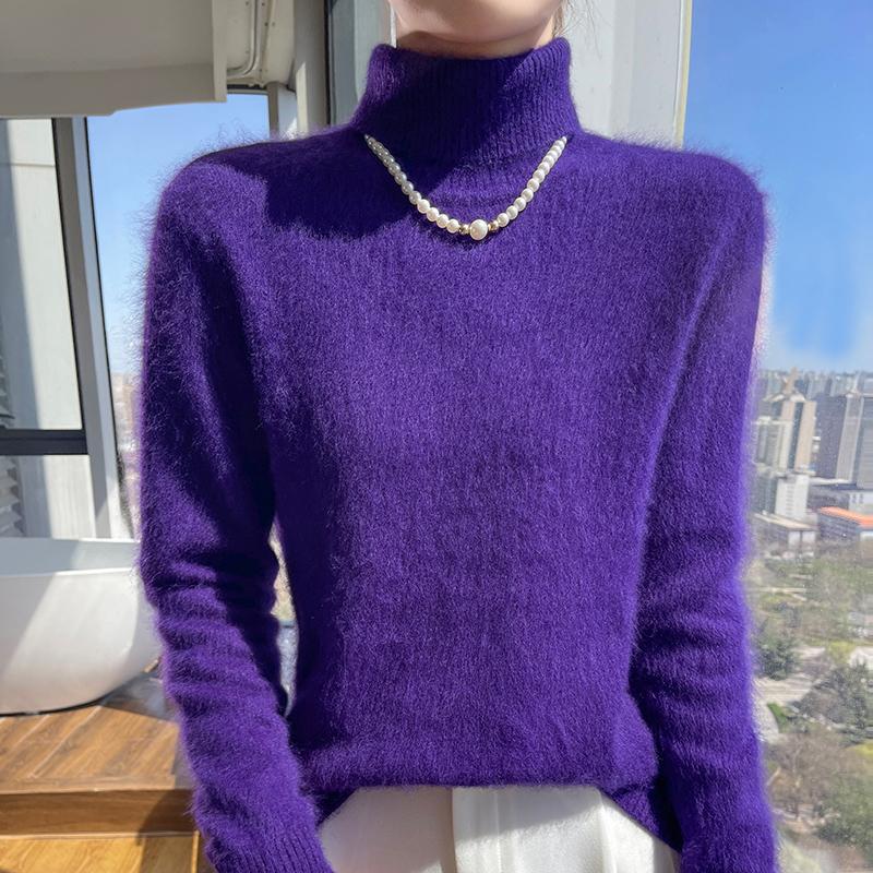 Damen Kaschmirpullover Qinghe Kaschmir 30% Kaschmir 30% Nerz 30% Wolle 10% Nylon Dicker Kaschmirpullover für Damen im Herbst und Winter, weich und warm