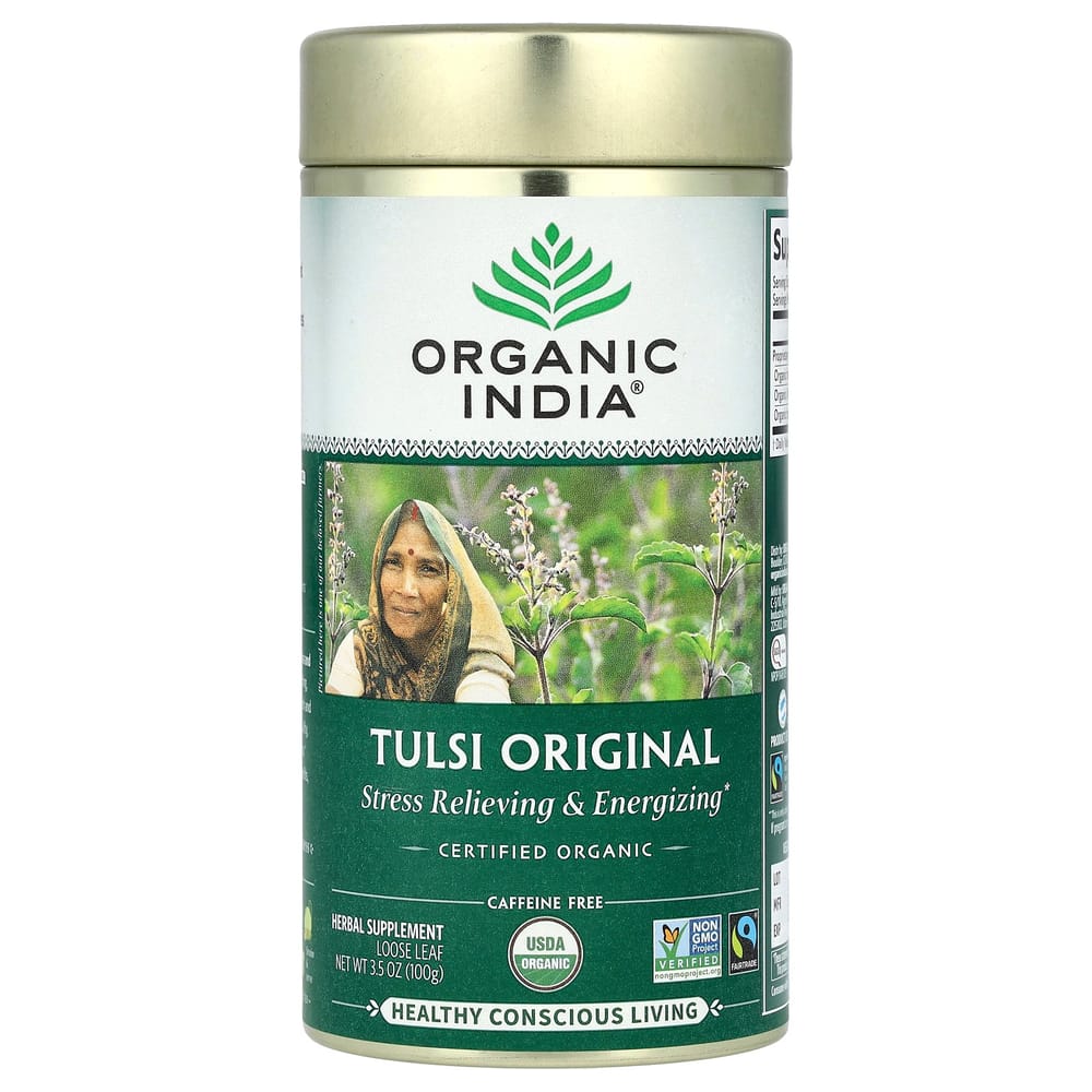 Organic India Tulsi Leaf Tea Holy Basil Original Caffeine-Free, 3.5 oz (100 g) 100g - 1 ea