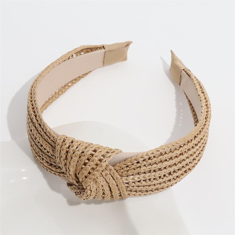 Chic Bohemian Style Raffia Knot Headband for Women's Beach Travel Hairbands Eco-Friendly Straw Accessory for Summer Outfits