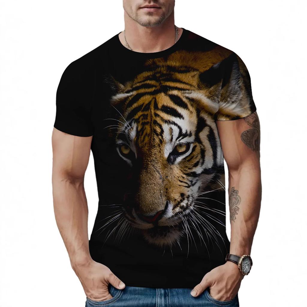 Summer Round Neck 3D Print Top Fashionable Casual Short Sleeved Men's T-shirts