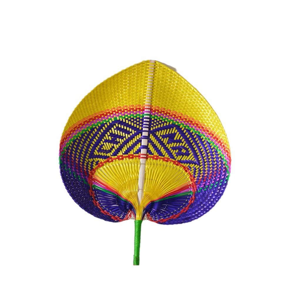 Bamboo Palm Leaf Fan Handmade Heart Shaped Fan Photography Props Hand-woven Fan  Outdoor Activities