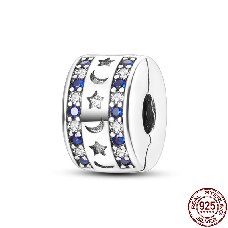 S925 Sterling Silver Clasp Silver Charms Silicone Spacer Beads Safety Chain Fit Original  Bracelet  Jewelry Women New In