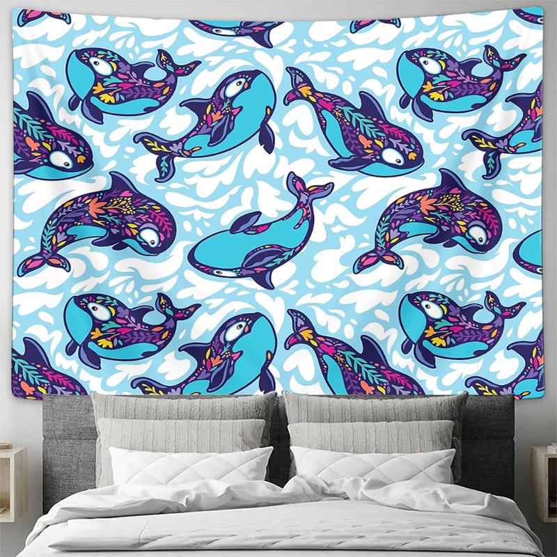 Ocean Whale Tapestry Wall Hanging Nature Sea Life Decor Room Aesthetic Bedroom Dorm Wall Art Home Decor Gift