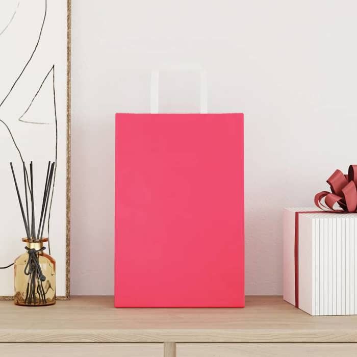 VidaXL Paper Bags 50 Pcs with Handles Pink 21x11x31 Cm, Paper Bag, Paper Gift Bag, Paper Gift Bag, Bag 4101882