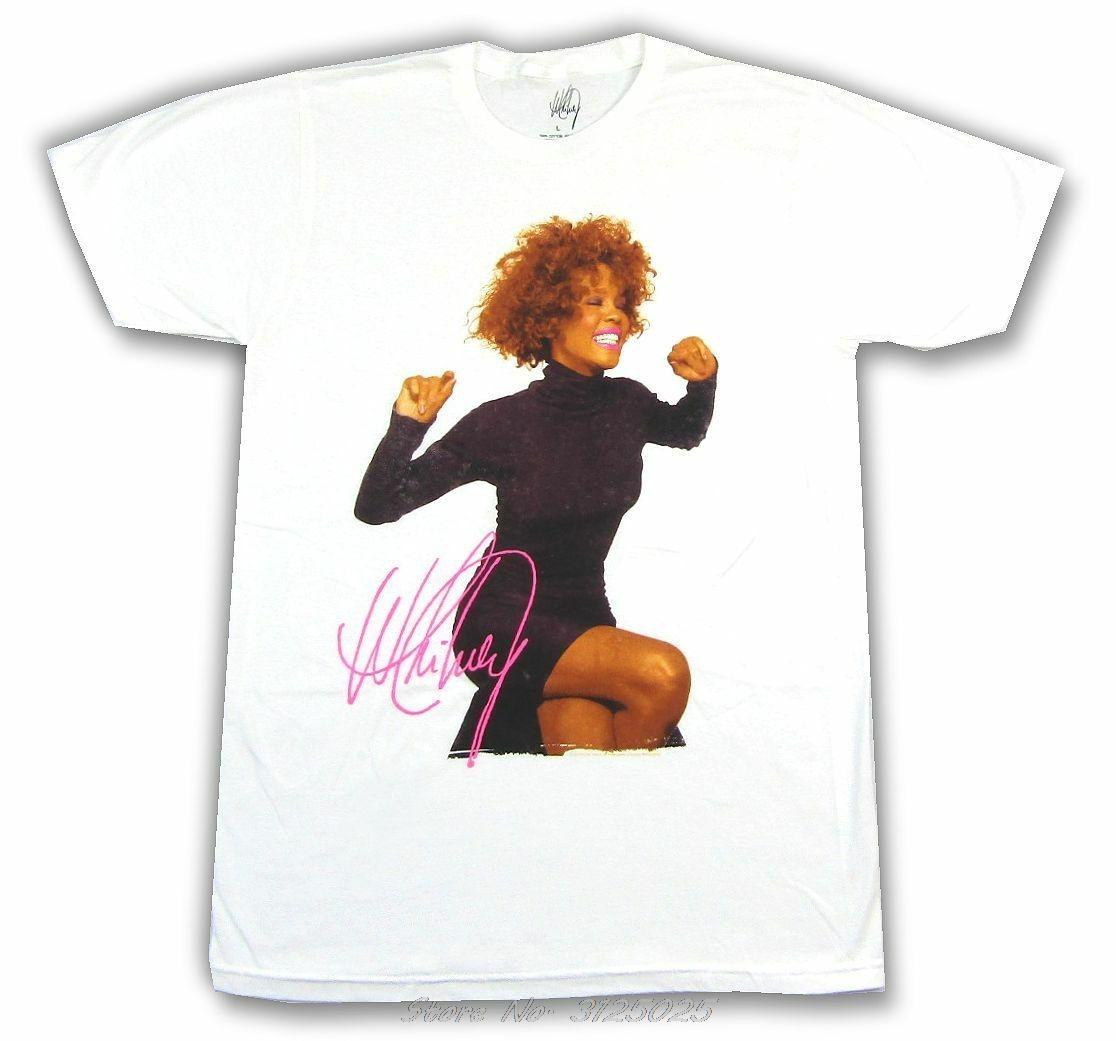 Funny Whitney Houston Smile Pic Photo Image White T Shirt Unisex Cotton Tees Streetwear S