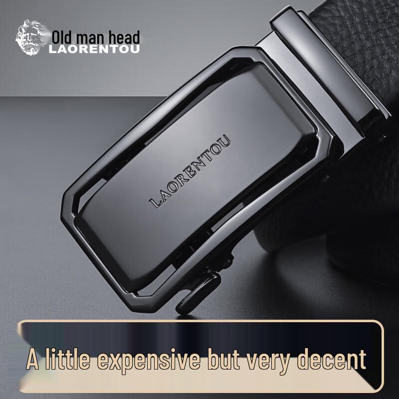 LAORENTOU Men s Leather Automatic Buckle Belt 115-125cm (Adjustable)