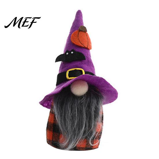 Handmade Felt Gnomes with Hats Halloween Plush Gnome Decoration, Spooky Witch Hat Swedish Tomte Elf Figurine, Soft Fabric Collectibles Mini