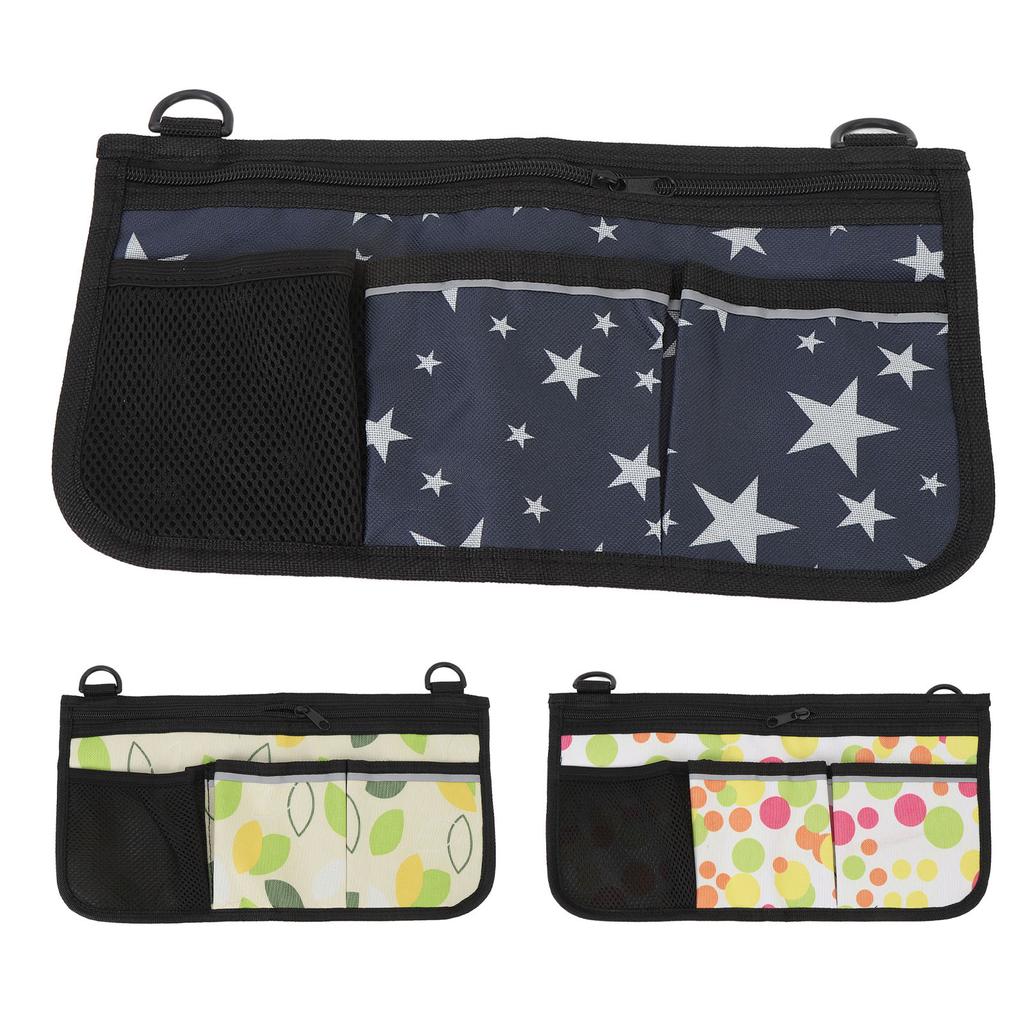 Wheelchair Side Bag with Cup Holder Water Proof 600D Oxford Cloth Multiple Pocket Adjustable Strap C