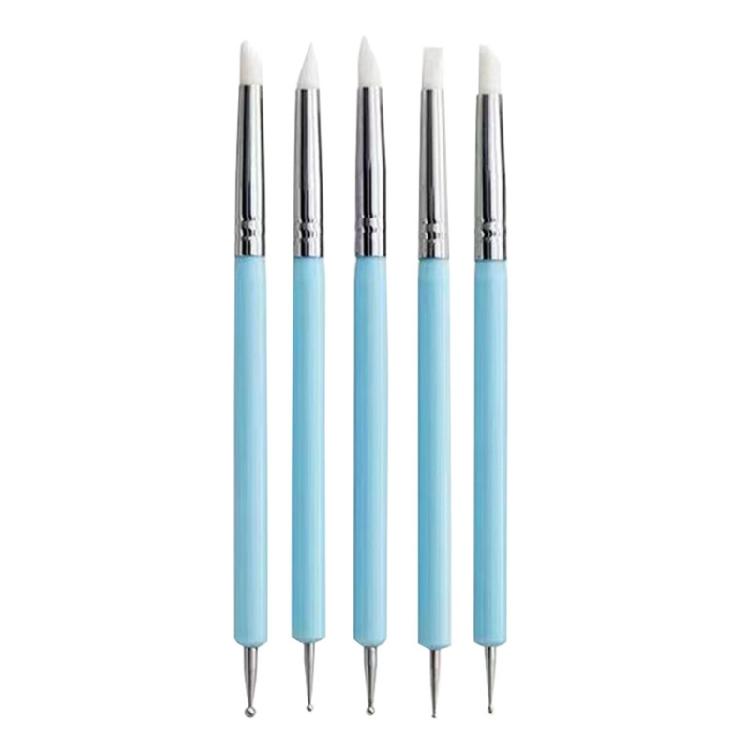 5Pcs Silicone Clay Sculpting Tool Modeling Dotting Tool Pottery Embossing Tool for Rock,Nail,Blending,Drawing,Modeling