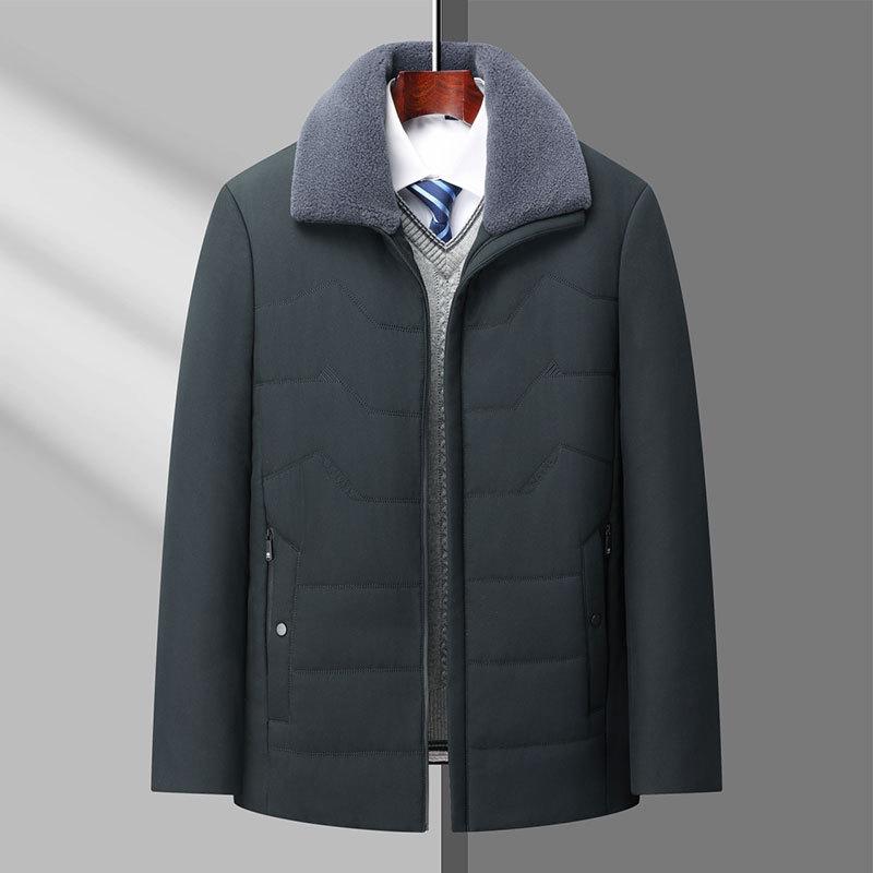 Men's Winter Down Cotton Jacket: Warm Business Coat for Middle-Aged & Elderly (Ages 50-60)