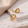 Hollow Zircon Heart Earrings For Women Stainless Steel Gold Color Heart Earring Luxury Wedding Couple Jewelry Gift Free Shipping