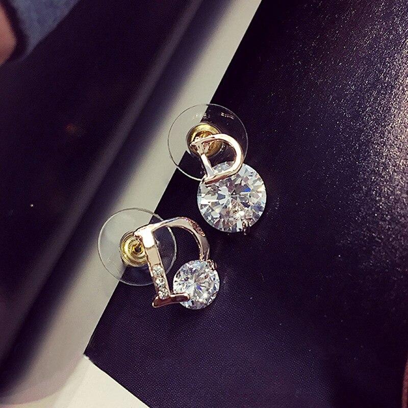 Letter D Earrings For Women Shiny Zircon Stud Earrings Light Luxury European and American Earrings Party Wedding Jewelry Gifts K