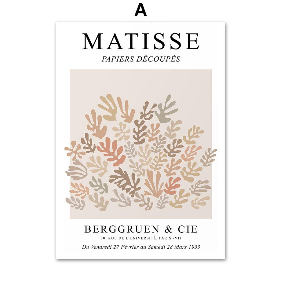Matisse Figures Painting Leaves Lines Beige Abstract Poster Nordic Wall Art Print Vintage Canvas Pictures For Living Room Decor
