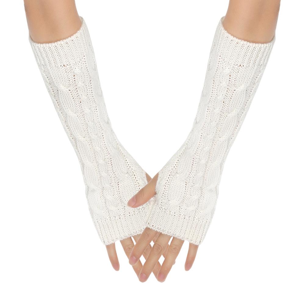 Cable Knit Fingerless Arm Warmers - Thick Winter/Autumn Long Gloves