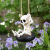 Halloween Resin Skeleton Swing Ornament - Animated Skeleton With Figure, Hanging Decor For Tree Wall Garden - Spooky Fun Festival Decor Prop