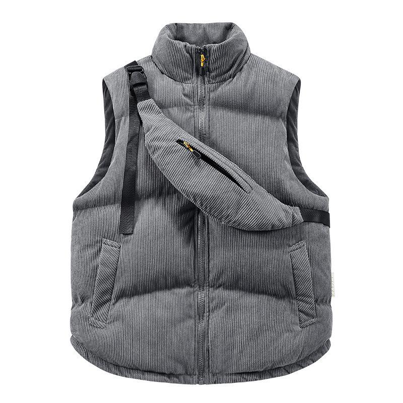 2025 autumn and winter low price corduroy explosion stand-up collar new cotton vest with satchel fashion vest jacket vest