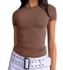 European and American Summer Women's Slimming Milk Silk Pullover T-shirt, Round Neck Fashion Top, High-end Women's Outerwear