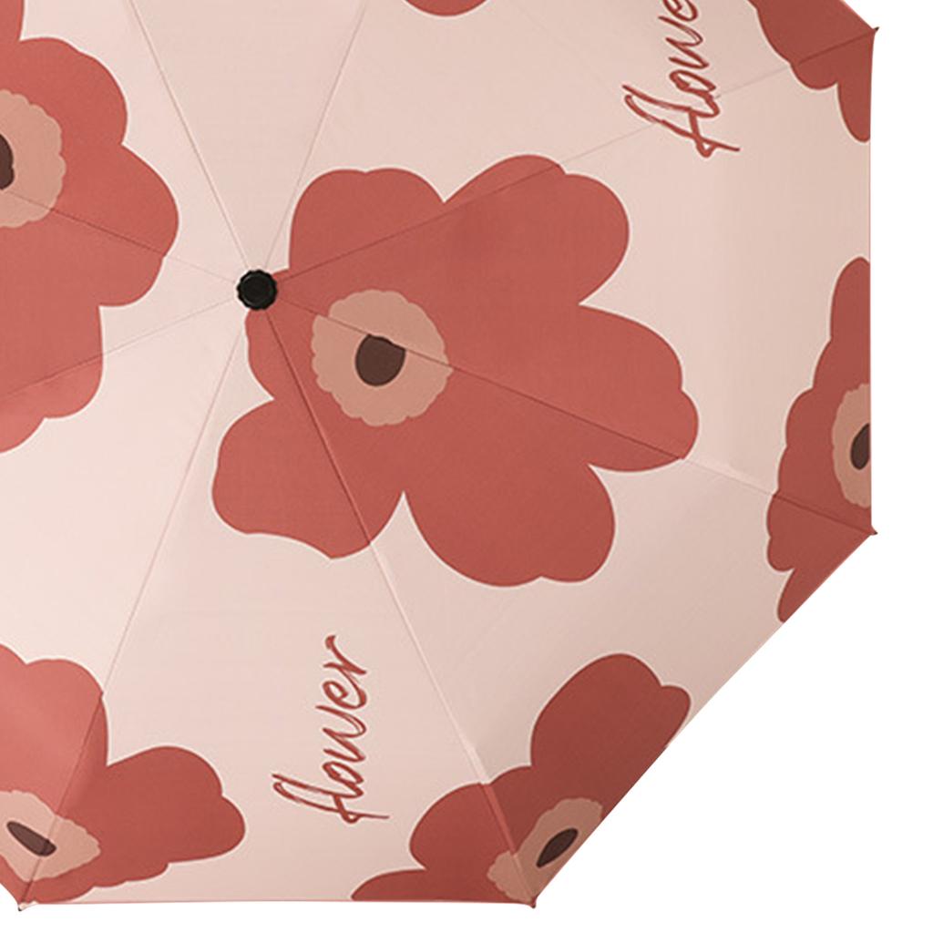 Flower Pattern Folding Umbrella UV Protection Foldable Rain Shine Dual Use Sun Umbrella for