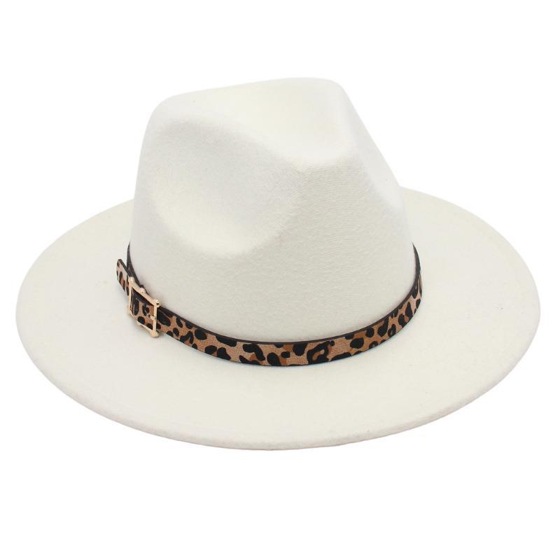 Temperament Bowler Hut Leopard Gürtelschnalle Nische Jazz Hut Männer und Frauen Trend Filzhut Bühnenauftritt Tweed Hut