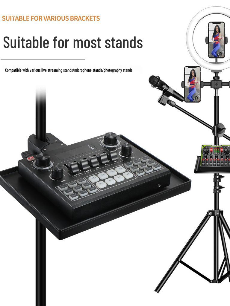 Mobile Phone Tripod with Sound Card, Mic Stand & Tray for Streaming & Photography
