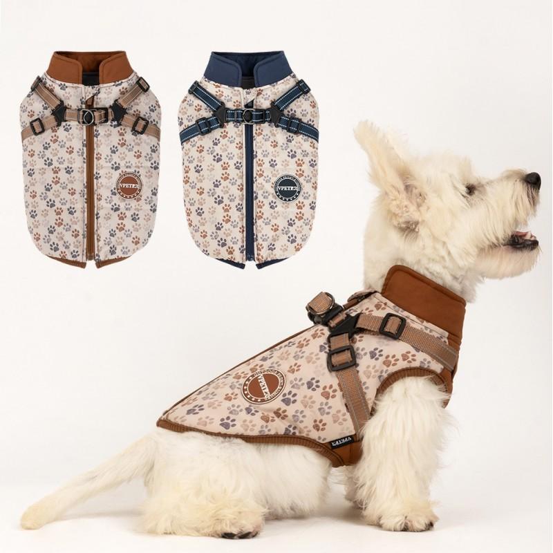 Warm Cotton Pet Vest Small Medium Dogs Winter Coat With Leash Loop Windproof Outerwear