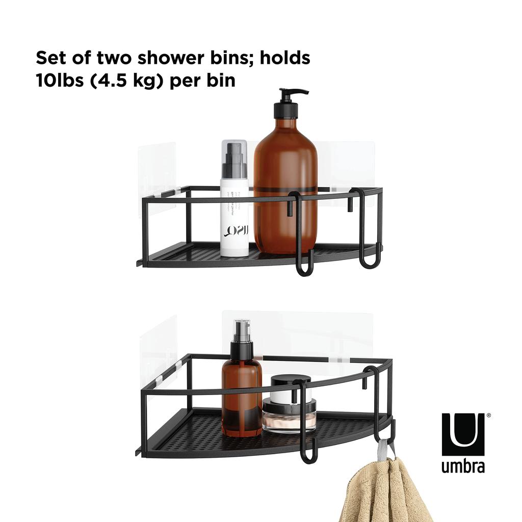 Umbra Shower Rack Shampoo Rack Shelf for Corners Black Set of 2 CUBIKO 21018616040