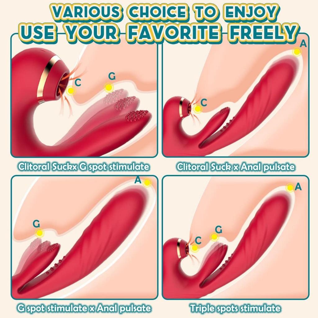 Wibrator Dildo Pchający 3 Pchający Wibrujący 10 Pulsujący 7 Ssący Wibrator z Zabawkami Dla Dorosłych, Wibrator Punktu G i Łechtaczki