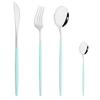 Drmfiy Pink Silver Stainless Steel Dinnerware Set Fork Knife Soup Ice Spoon Cutlery Set Western Flatware Kitchen Silverware Set