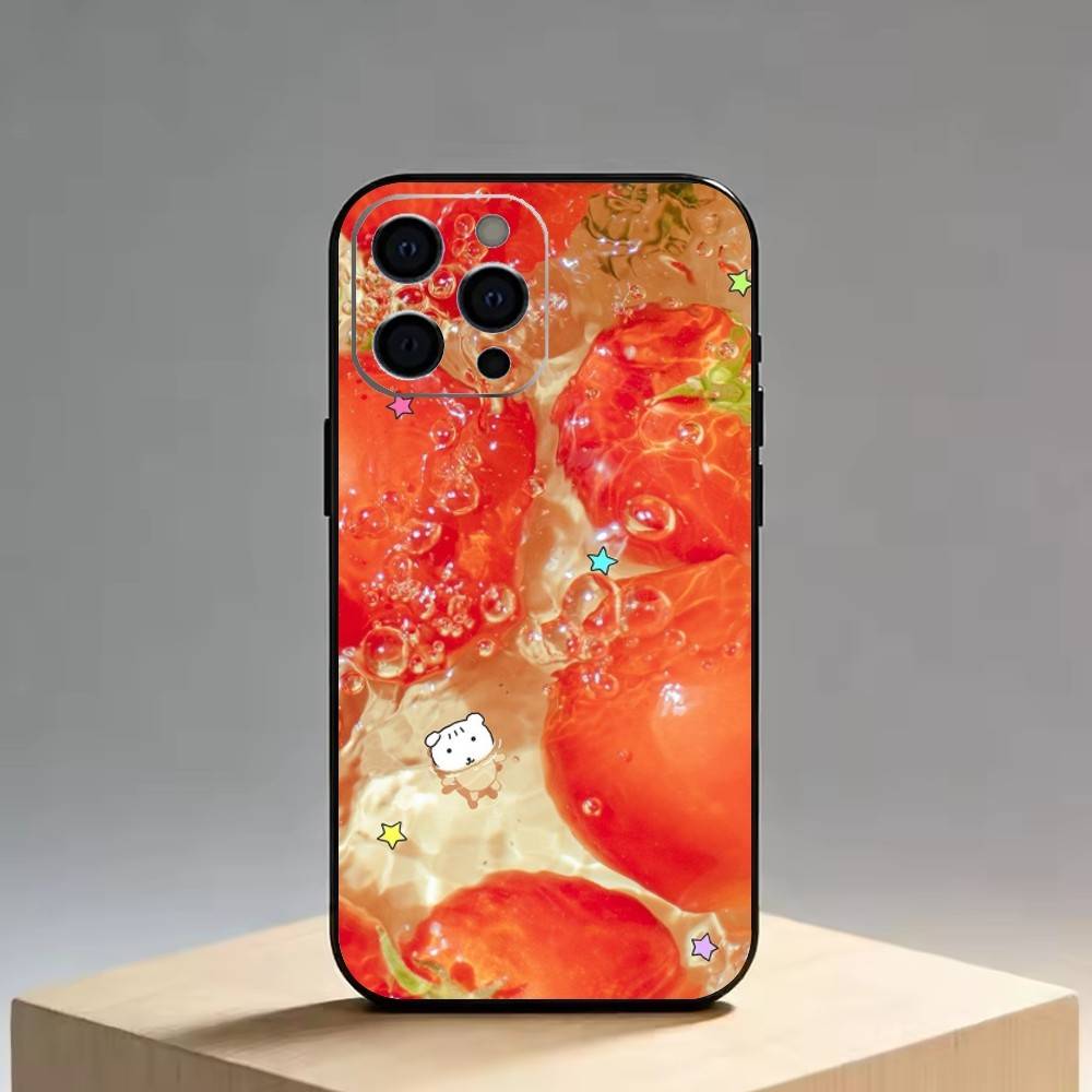 Tomato Cartoon Cute Creative   Phone Case For iPhone 17, 16,15,14,13,12,11 Plus,Pro Max, Others Soft Black Cover