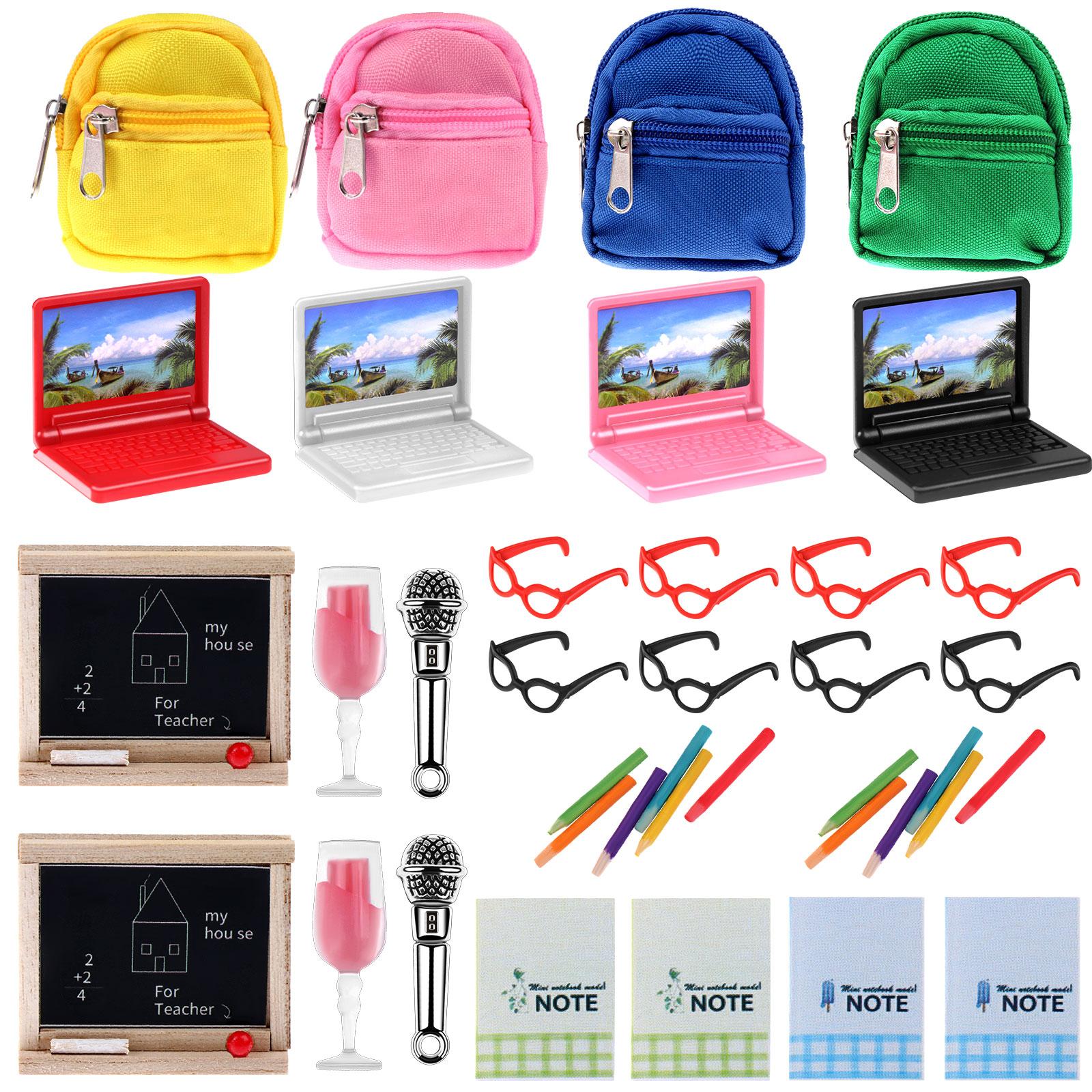 

38 шт. аксессуары для кукол включают мини-рюкзаки для кукол, имитация миниатюрного ноутбука 7 * 7.5cm